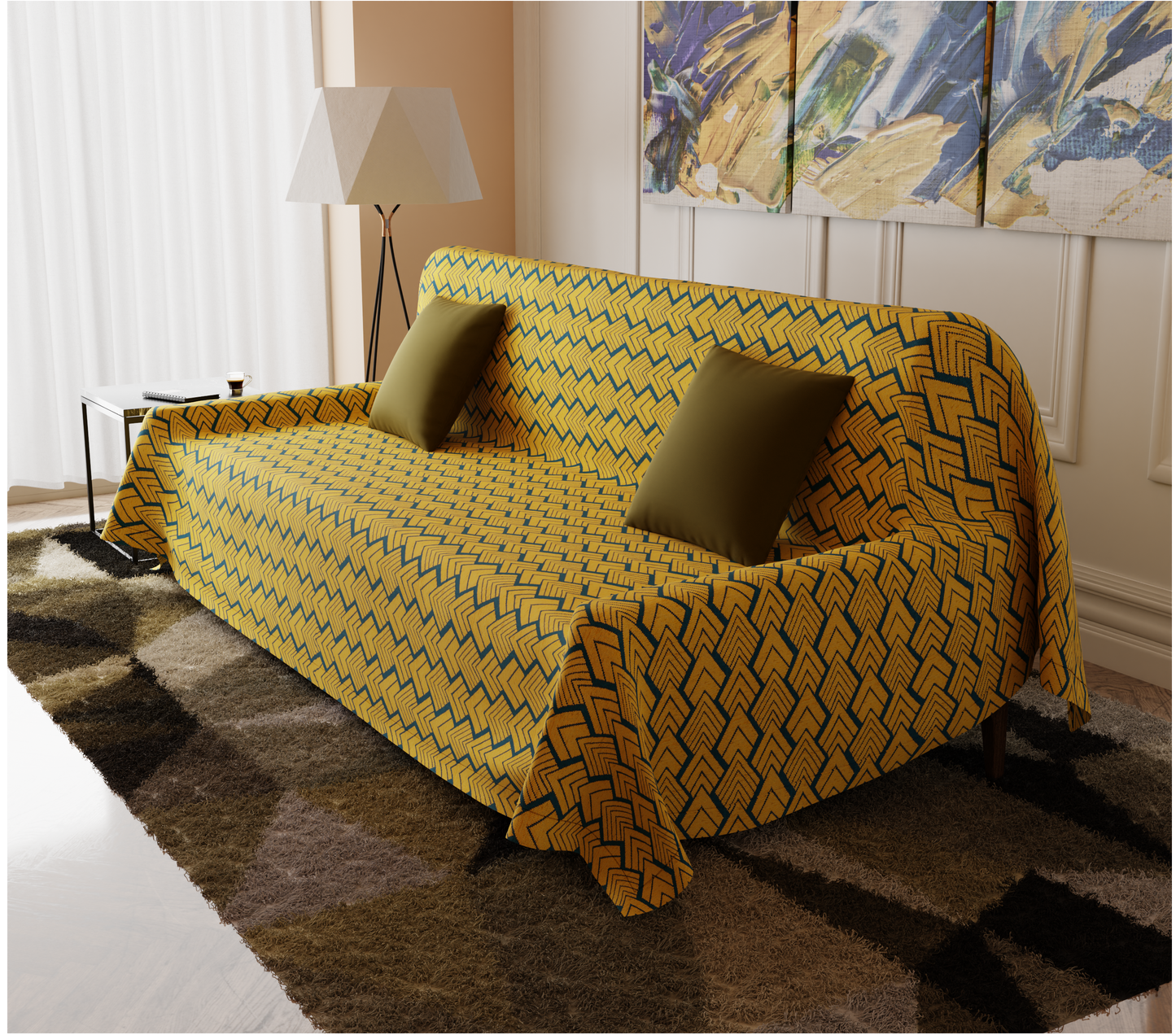 Yellow Chevron Sofa Cover