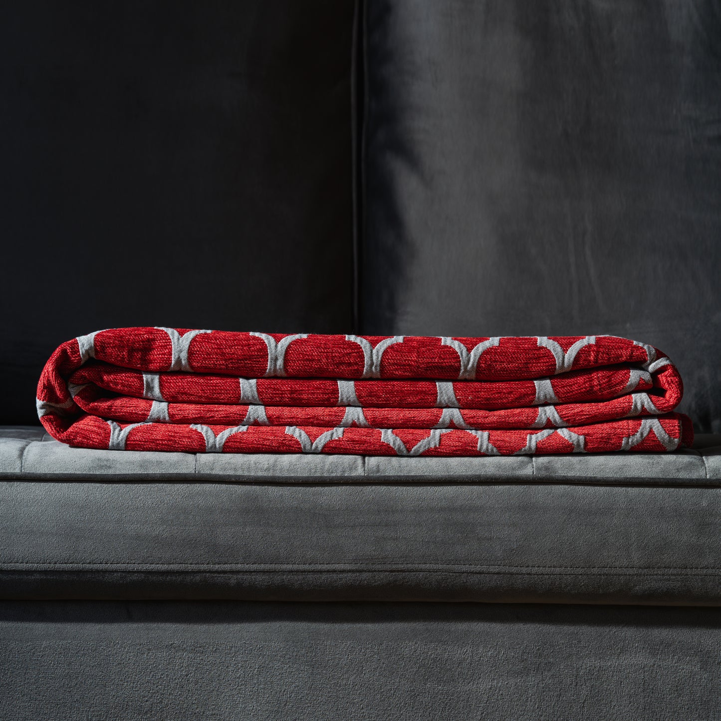 Red Quatrefoil Sofa Cover