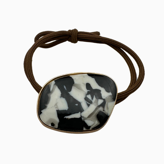 Francesca - Statement Hair Tie with Modern Black & White Stone Pattern