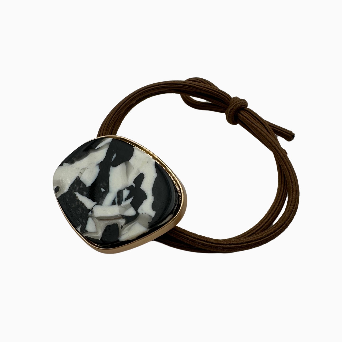 Francesca - Statement Hair Tie with Modern Black & White Stone Pattern