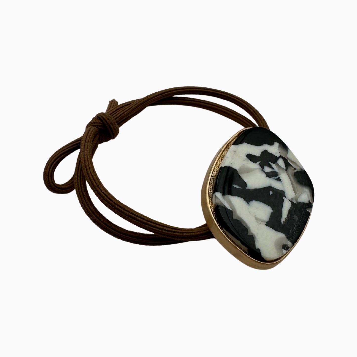 Francesca - Statement Hair Tie with Modern Black & White Stone Pattern