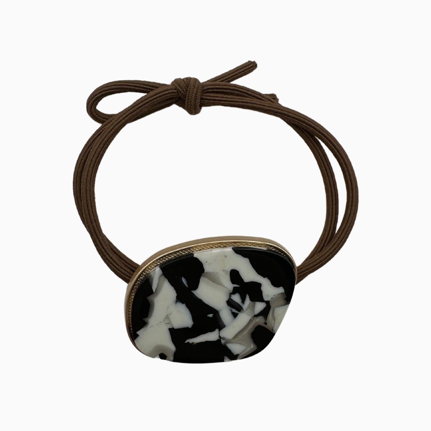 Francesca - Statement Hair Tie with Modern Black & White Stone Pattern