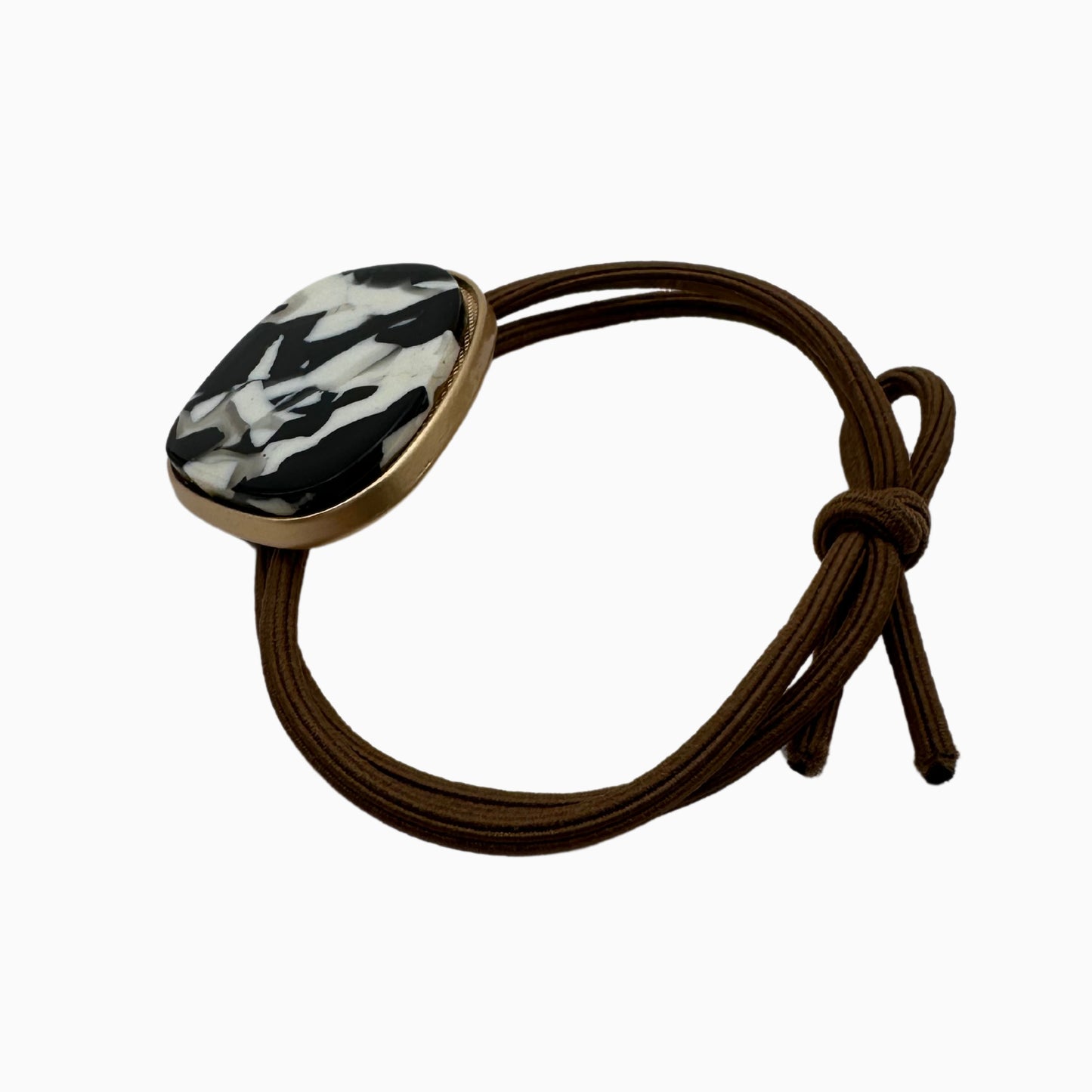 Francesca - Statement Hair Tie with Modern Black & White Stone Pattern