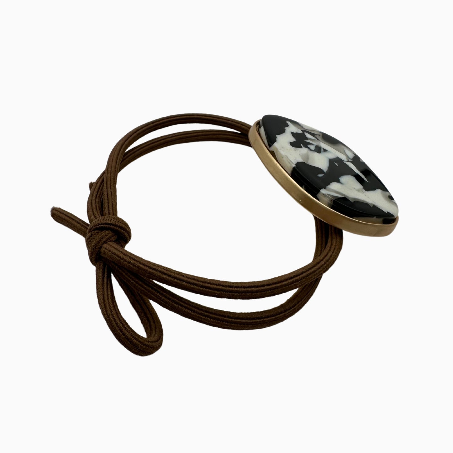 Francesca - Statement Hair Tie with Modern Black & White Stone Pattern