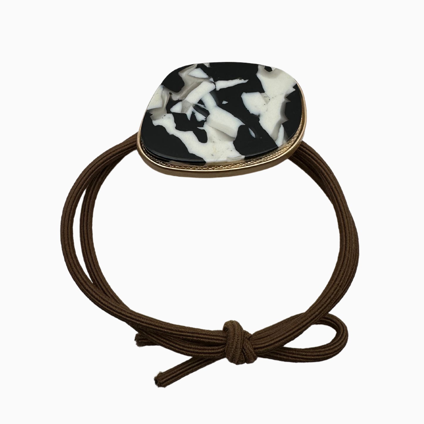 Francesca - Statement Hair Tie with Modern Black & White Stone Pattern