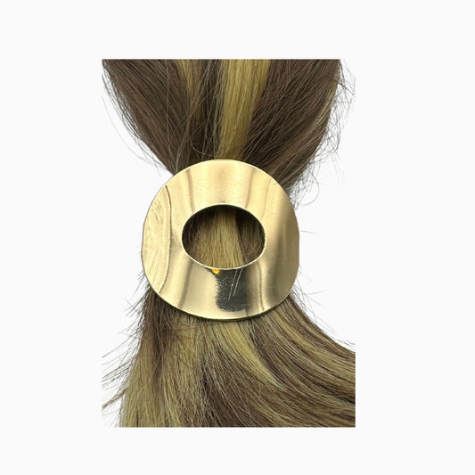 Juliette - Modern Gold Hair Tie: Sculptural Open-Circle Design